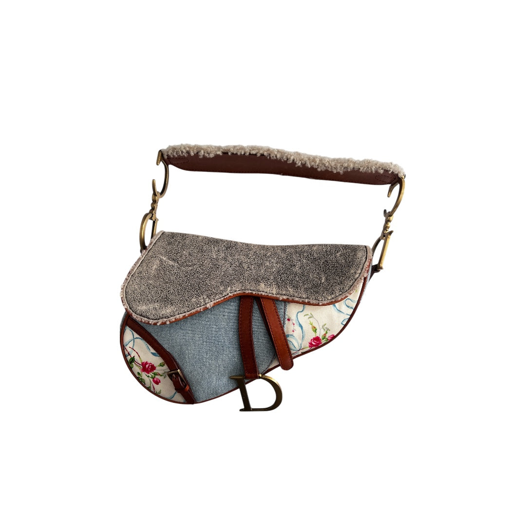 Vintage Dior denim & shearling saddle bag